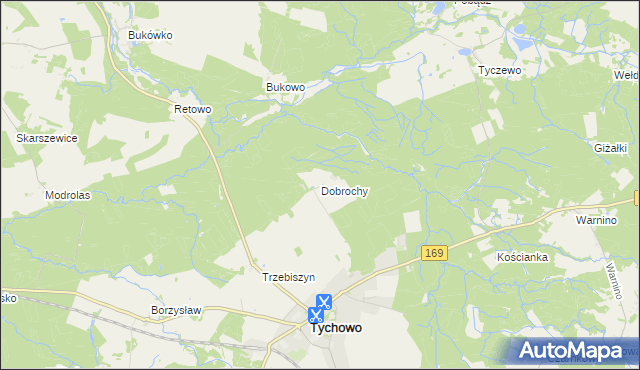 mapa Dobrochy gmina Tychowo, Dobrochy gmina Tychowo na mapie Targeo