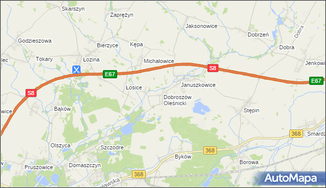 mapa Dobroszów Oleśnicki, Dobroszów Oleśnicki na mapie Targeo