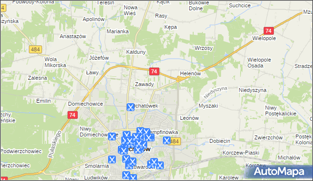 mapa Dobrzelów, Dobrzelów na mapie Targeo