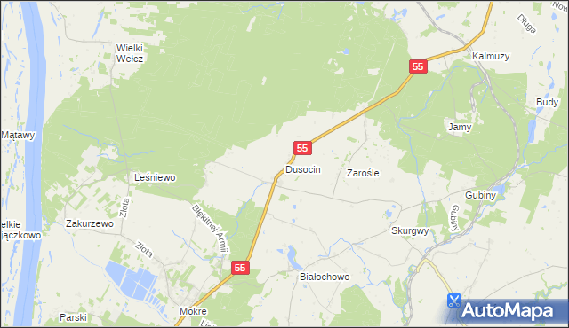 mapa Dusocin, Dusocin na mapie Targeo