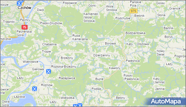 mapa Dzierżaniny, Dzierżaniny na mapie Targeo