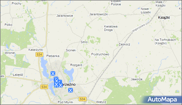 mapa Frydrychowo gmina Ryńsk, Frydrychowo gmina Ryńsk na mapie Targeo