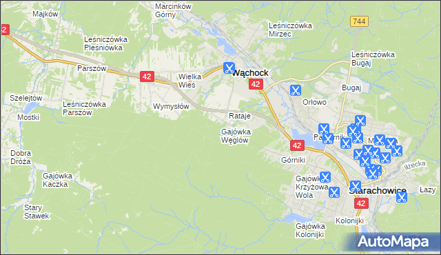 mapa Gajówka Węglów, Gajówka Węglów na mapie Targeo