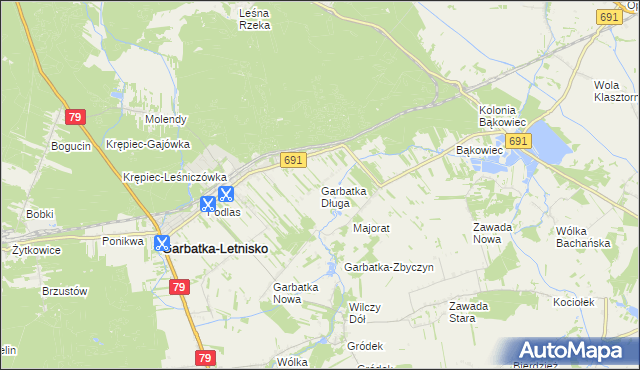 mapa Garbatka Długa, Garbatka Długa na mapie Targeo