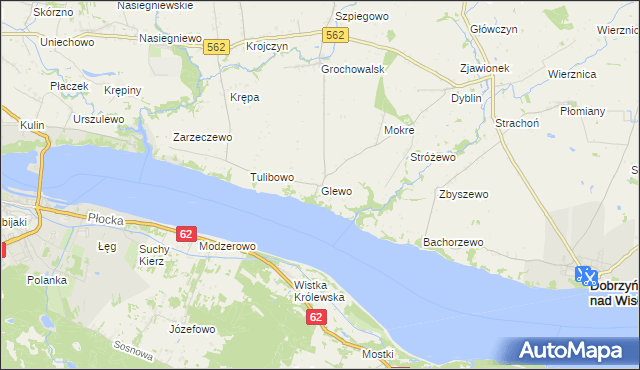 mapa Glewo gmina Dobrzyń nad Wisłą, Glewo gmina Dobrzyń nad Wisłą na mapie Targeo