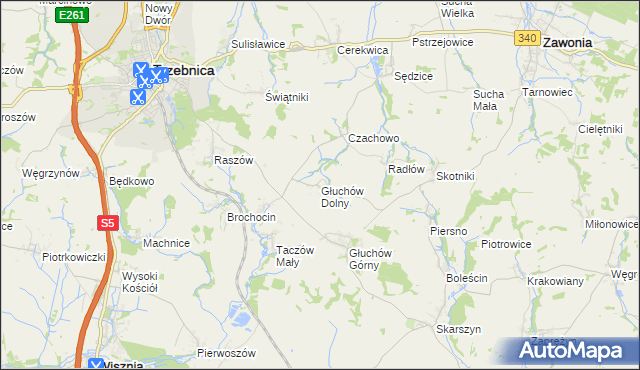 mapa Głuchów Dolny, Głuchów Dolny na mapie Targeo