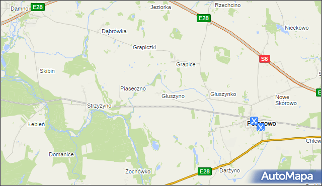 mapa Głuszyno, Głuszyno na mapie Targeo