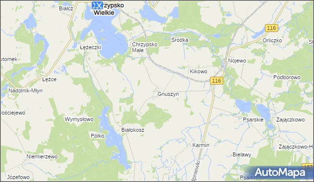 mapa Gnuszyn, Gnuszyn na mapie Targeo