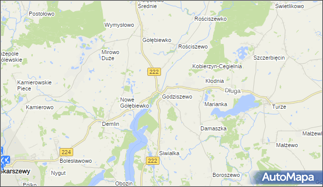 mapa Godziszewo gmina Skarszewy, Godziszewo gmina Skarszewy na mapie Targeo
