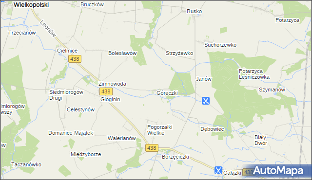 mapa Góreczki gmina Koźmin Wielkopolski, Góreczki gmina Koźmin Wielkopolski na mapie Targeo