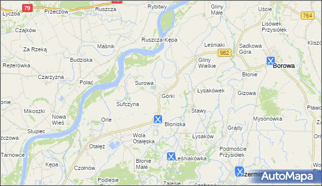 mapa Górki gmina Borowa, Górki gmina Borowa na mapie Targeo
