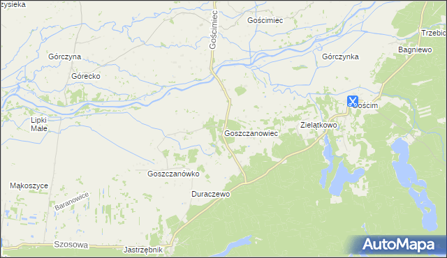 mapa Goszczanowiec, Goszczanowiec na mapie Targeo