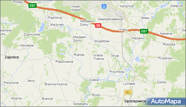 mapa Grabia Trzecia, Grabia Trzecia na mapie Targeo