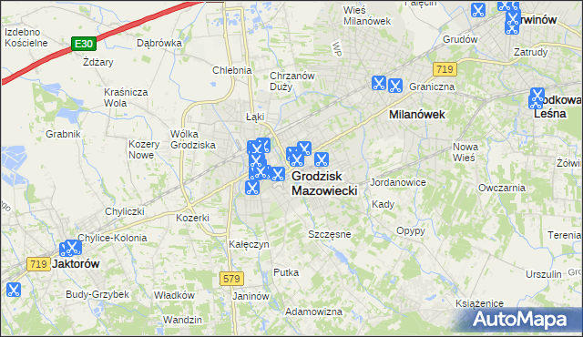 mapa Grodzisk Mazowiecki, Grodzisk Mazowiecki na mapie Targeo