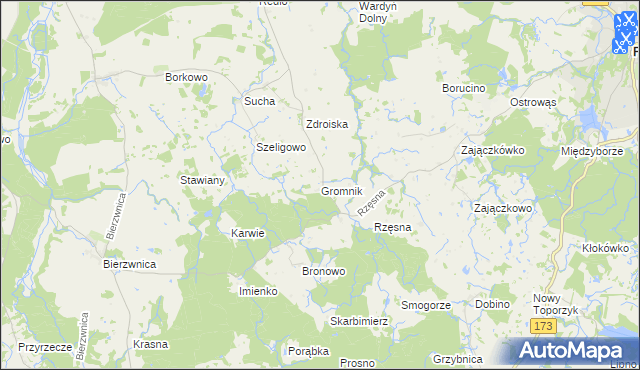 mapa Gromnik gmina Połczyn-Zdrój, Gromnik gmina Połczyn-Zdrój na mapie Targeo