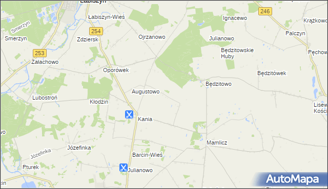 mapa Gulczewo gmina Barcin, Gulczewo gmina Barcin na mapie Targeo