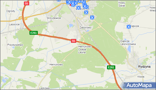 mapa Henrykowo Osada Leśna, Henrykowo Osada Leśna na mapie Targeo