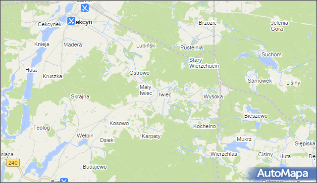 mapa Iwiec, Iwiec na mapie Targeo