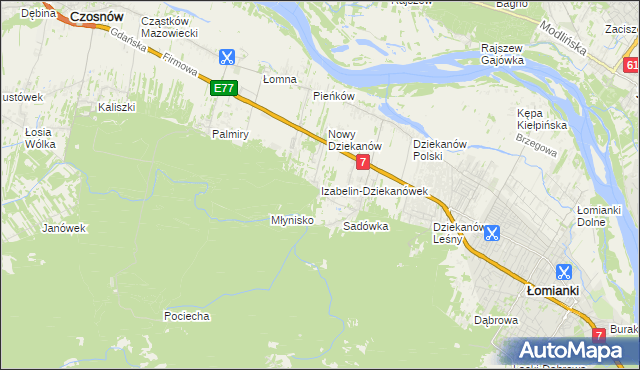 mapa Izabelin-Dziekanówek, Izabelin-Dziekanówek na mapie Targeo