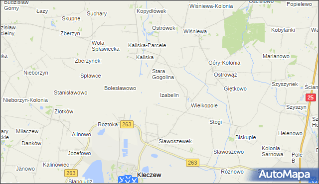 mapa Izabelin gmina Kleczew, Izabelin gmina Kleczew na mapie Targeo