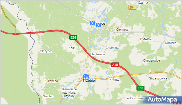 mapa Jagłowice, Jagłowice na mapie Targeo