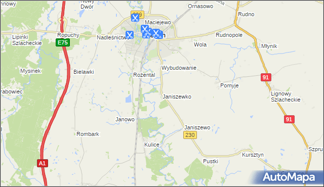 mapa Janiszewko, Janiszewko na mapie Targeo