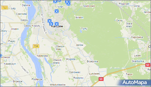 mapa Janów gmina Karczew, Janów gmina Karczew na mapie Targeo