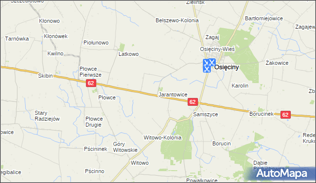 mapa Jarantowice gmina Osięciny, Jarantowice gmina Osięciny na mapie Targeo