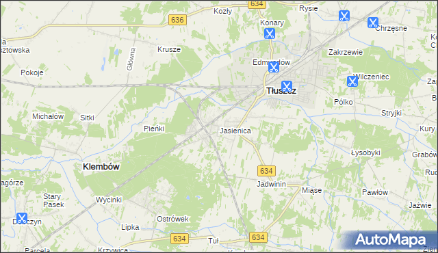 mapa Jasienica gmina Tłuszcz, Jasienica gmina Tłuszcz na mapie Targeo