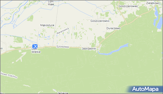 mapa Jastrzębnik gmina Santok, Jastrzębnik gmina Santok na mapie Targeo