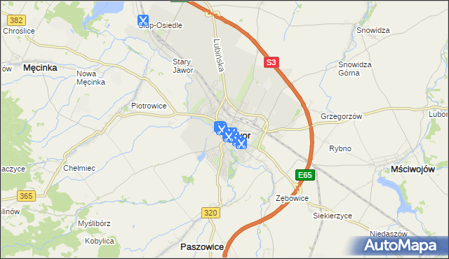 mapa Jawor, Jawor na mapie Targeo