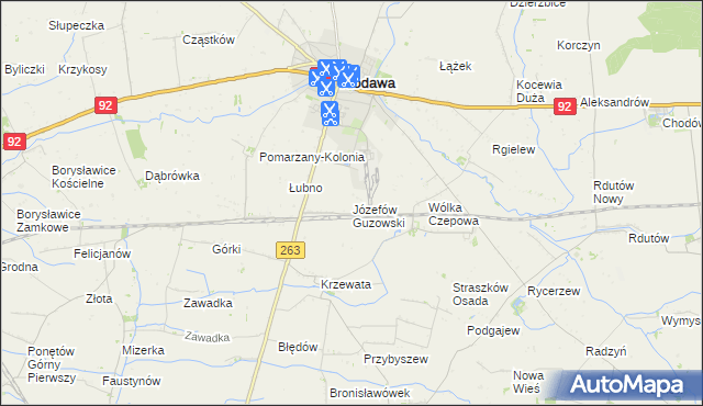 mapa Józefów Guzowski, Józefów Guzowski na mapie Targeo