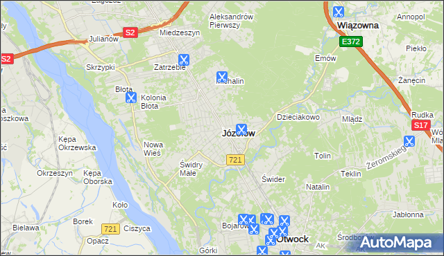 mapa Józefów powiat otwocki, Józefów powiat otwocki na mapie Targeo