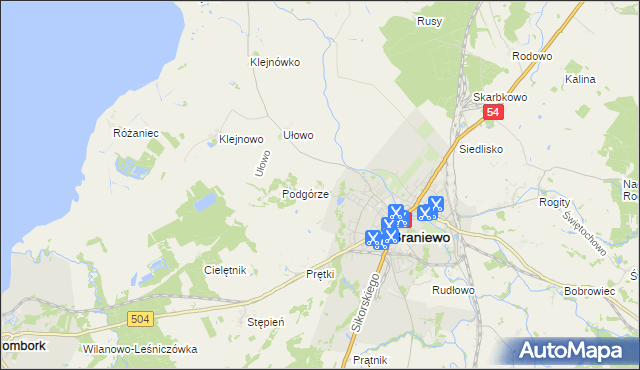 mapa Józefowo gmina Braniewo, Józefowo gmina Braniewo na mapie Targeo