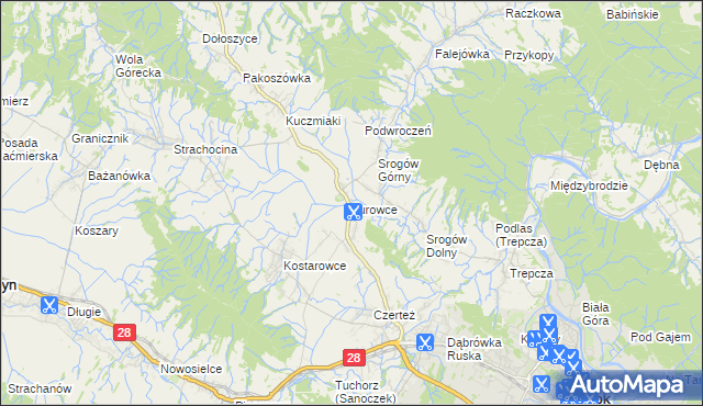 mapa Jurowce gmina Sanok, Jurowce gmina Sanok na mapie Targeo