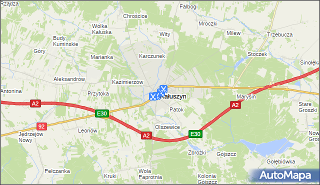 mapa Kałuszyn powiat miński, Kałuszyn powiat miński na mapie Targeo