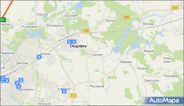 mapa Kamień gmina Długołęka, Kamień gmina Długołęka na mapie Targeo