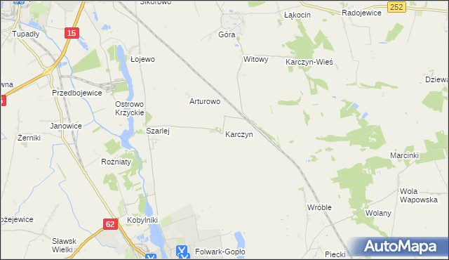 mapa Karczyn gmina Kruszwica, Karczyn gmina Kruszwica na mapie Targeo