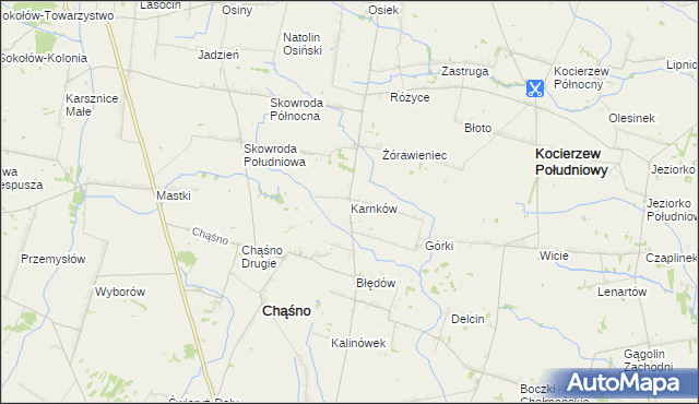 mapa Karnków gmina Chąśno, Karnków gmina Chąśno na mapie Targeo