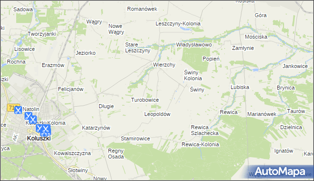 mapa Kazimierzów gmina Koluszki, Kazimierzów gmina Koluszki na mapie Targeo