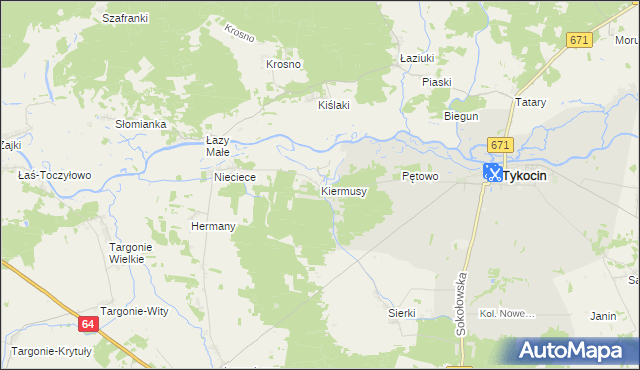 mapa Kiermusy, Kiermusy na mapie Targeo