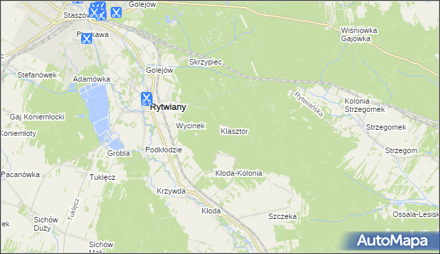 mapa Klasztor gmina Rytwiany, Klasztor gmina Rytwiany na mapie Targeo