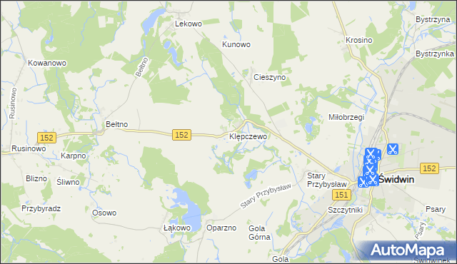 mapa Klępczewo, Klępczewo na mapie Targeo
