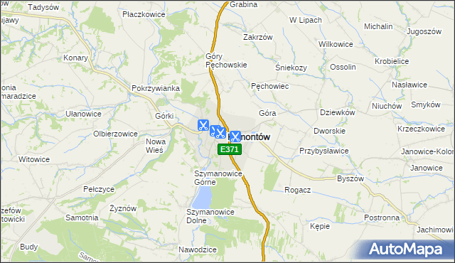 mapa Klimontów powiat sandomierski, Klimontów powiat sandomierski na mapie Targeo