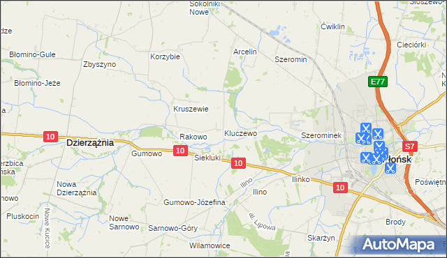 mapa Kluczewo gmina Płońsk, Kluczewo gmina Płońsk na mapie Targeo