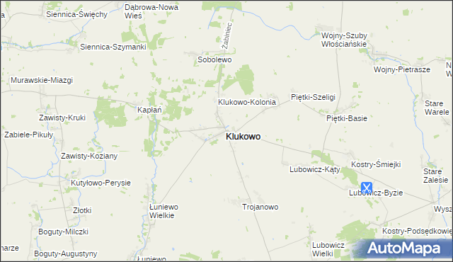mapa Klukowo powiat wysokomazowiecki, Klukowo powiat wysokomazowiecki na mapie Targeo