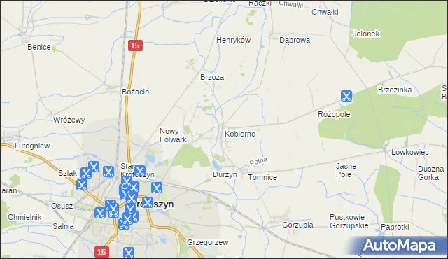 mapa Kobierno gmina Krotoszyn, Kobierno gmina Krotoszyn na mapie Targeo