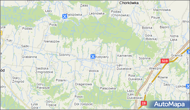 mapa Kobylany gmina Chorkówka, Kobylany gmina Chorkówka na mapie Targeo
