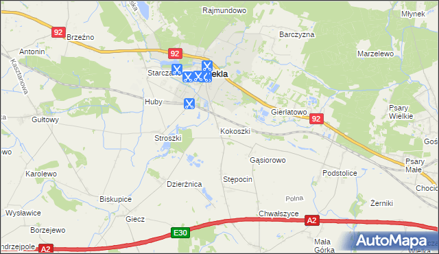 mapa Kokoszki gmina Nekla, Kokoszki gmina Nekla na mapie Targeo