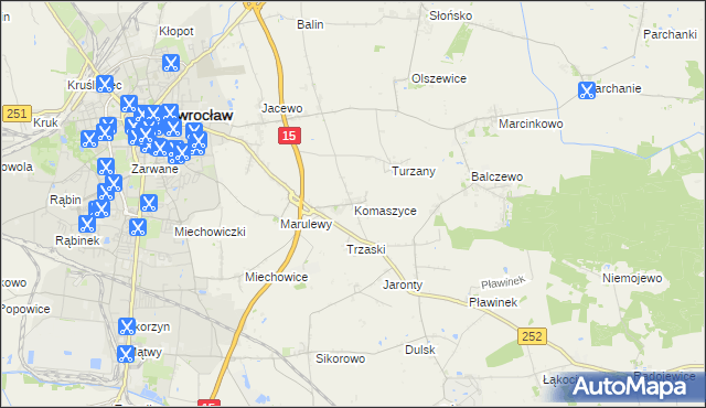 mapa Komaszyce gmina Inowrocław, Komaszyce gmina Inowrocław na mapie Targeo